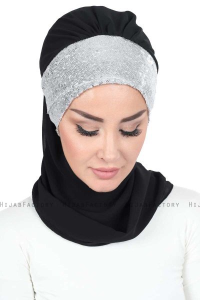 Olga - Zwart & Zilver Praktisch Hijab