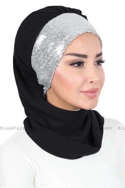 Olga - Zwart & Zilver Praktisch Hijab