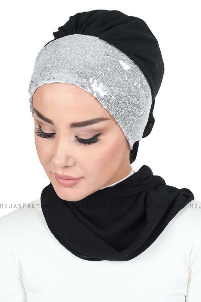 Olga - Zwart & Zilver Praktisch Hijab