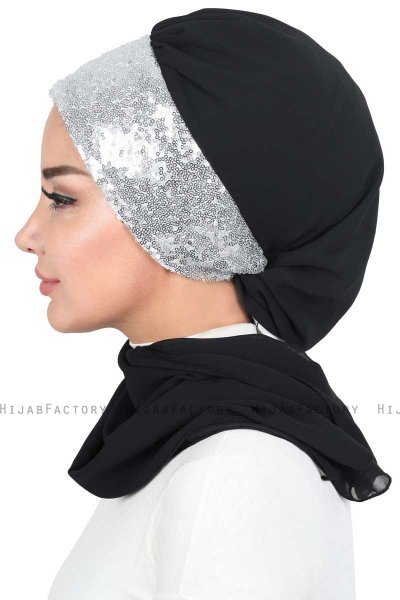 Olga - Zwart & Zilver Praktisch Hijab