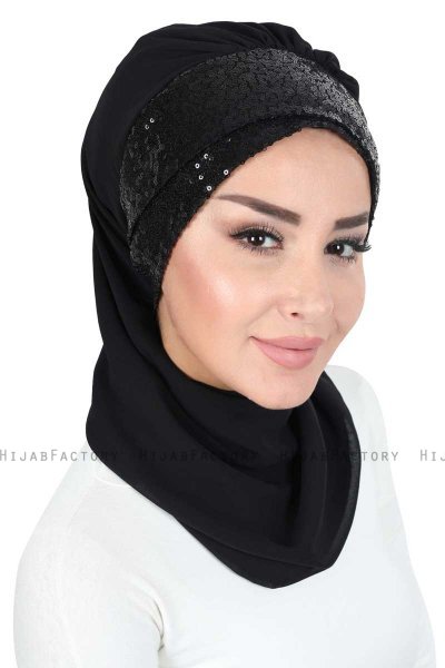 Olga - Zwart & Zwart Praktisch Hijab