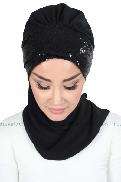 Olga - Zwart & Zwart Praktisch Hijab