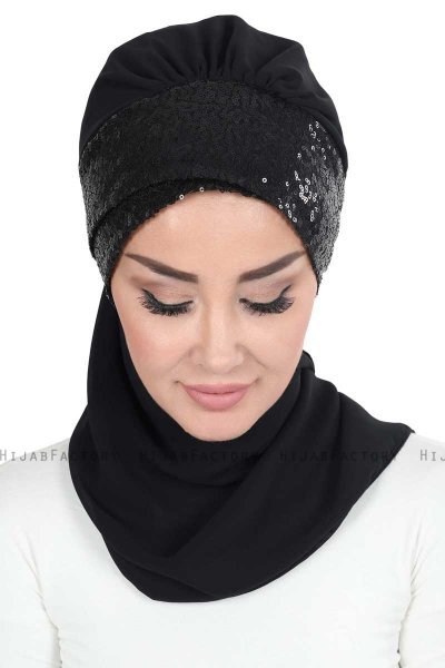 Olga - Zwart & Zwart Praktisch Hijab