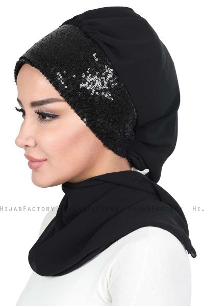 Olga - Zwart & Zwart Praktisch Hijab
