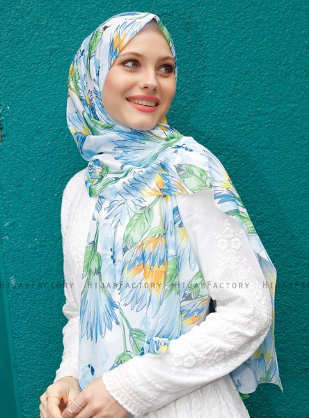 Pariza - Blauw Blad Gevormde Hijab