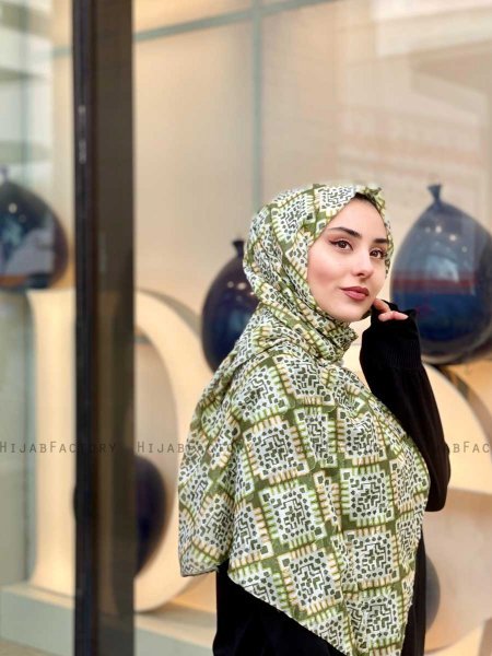 Parisha - Groen Gedessineerde Katoen Hijab - Mirach