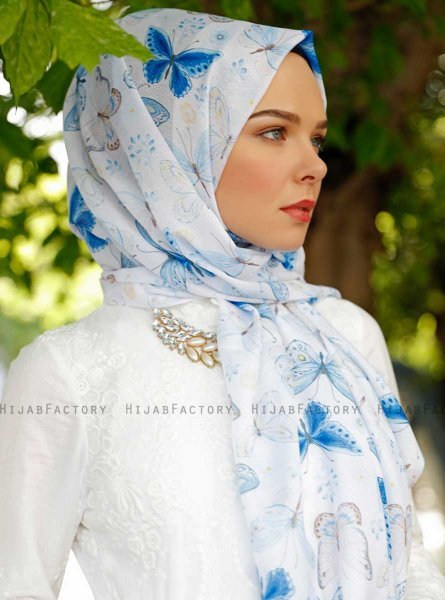 Parwin - Blauw Gevormde Hijab - Sal Evi