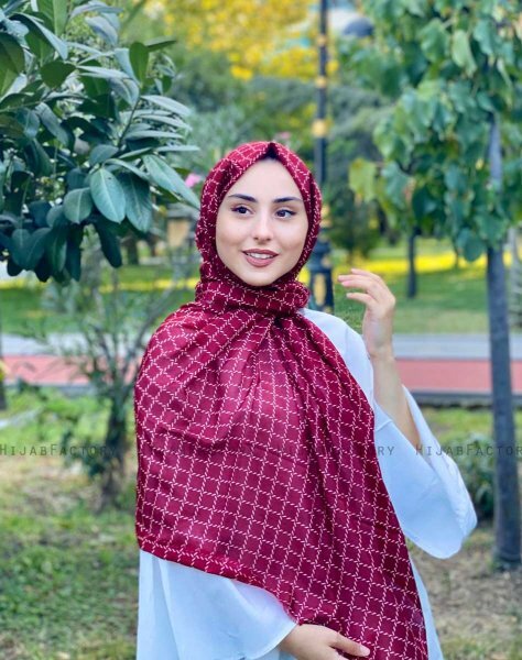 Qiana - Bordeaux Gedessineerde Katoen Hijab