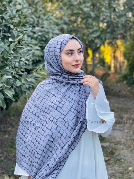 Qiana - Grijs Gedessineerde Katoen Hijab