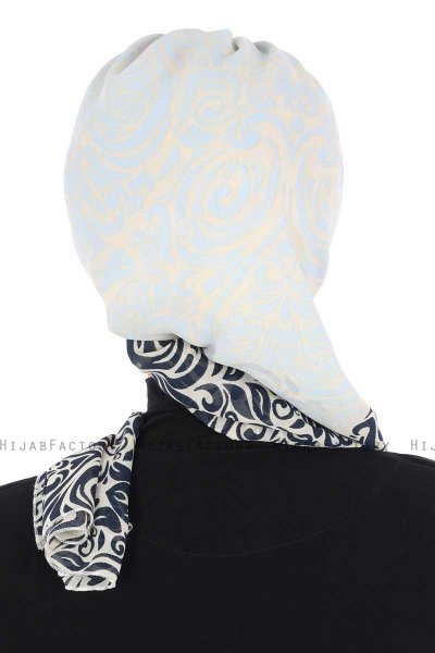 Regina - Marineblauw & Lichtblauw Chiffon Instant Turban