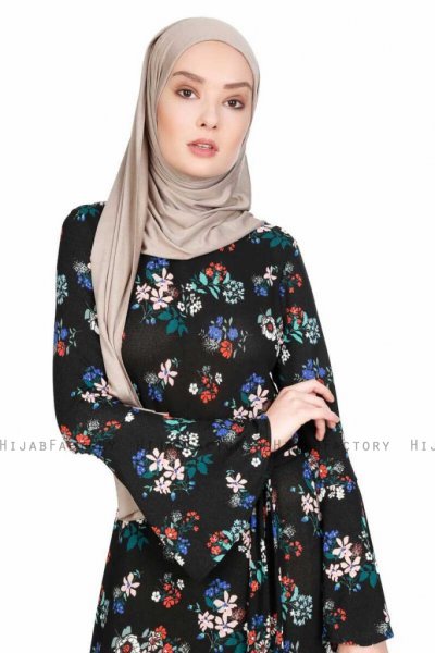 Samar Svart Blommig Klänning Miss Halima 280301d