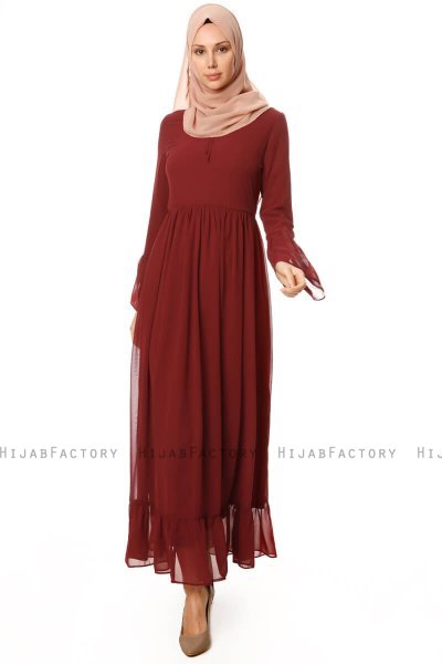 Samiya - Bordeaux Chiffon Jurk - Burun