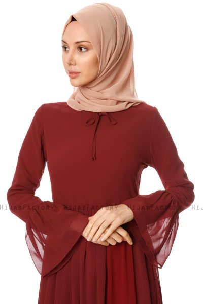 Samiya - Bordeaux Chiffon Jurk - Burun