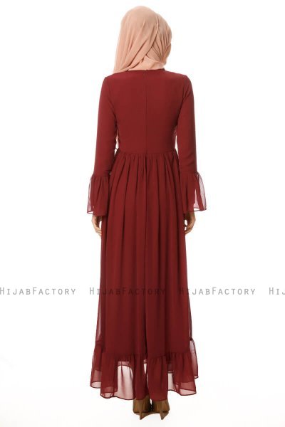 Samiya - Bordeaux Chiffon Jurk - Burun