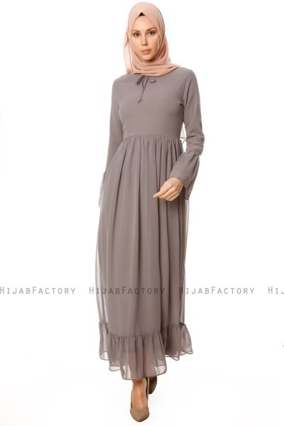 Samiya - Grijs Chiffon Jurk - Burun