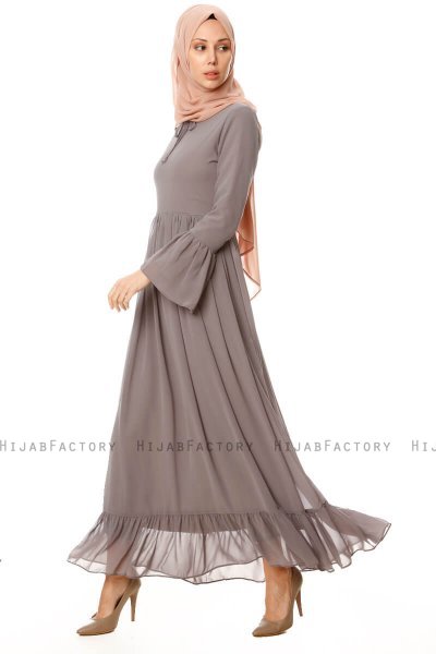 Samiya - Grijs Chiffon Jurk - Burun