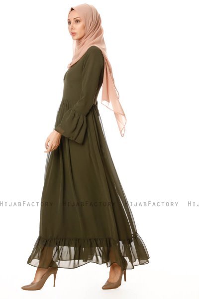 Samiya - Khaki Chiffon Jurk - Burun