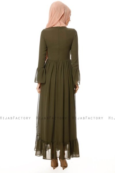 Samiya - Khaki Chiffon Jurk - Burun