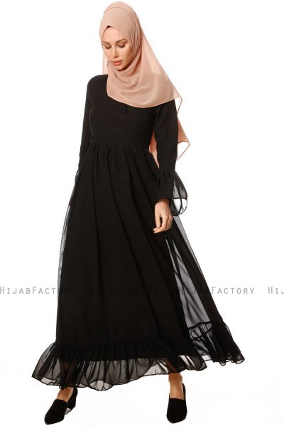 Samiya - Zwart Chiffon Jurk - Burun