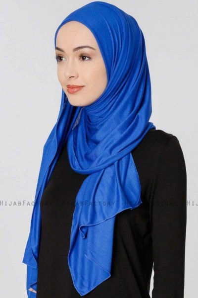 Seda Blå Jersey Hijab Sjal Ecardin 200214b