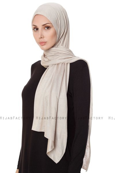 Seda - Licht Taupe Jersey Hijab - Ecardin