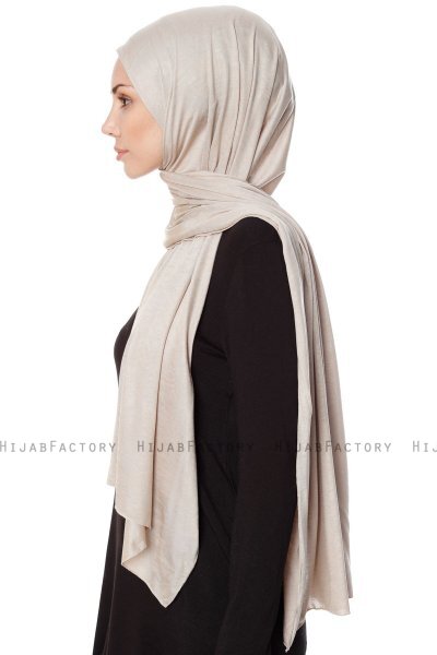 Seda - Licht Taupe Jersey Hijab - Ecardin