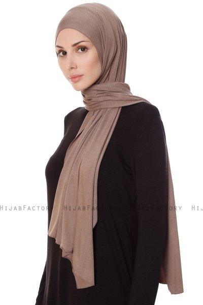 Seda - Donker Taupe Jersey Hijab - Ecardin