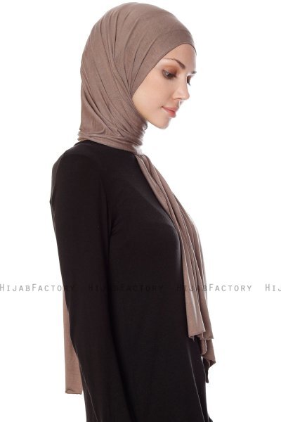 Seda - Donker Taupe Jersey Hijab - Ecardin