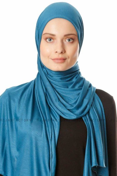 Seda - Benzine Blauw Jersey Hijab - Ecardin