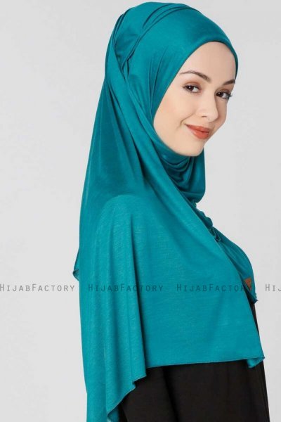 Seda Petrolgrön Jersey Hijab Sjal Ecardin 200224c