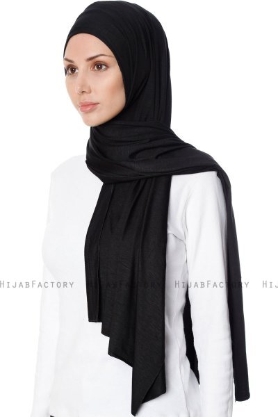 Seda - Zwart Jersey Hijab - Ecardin