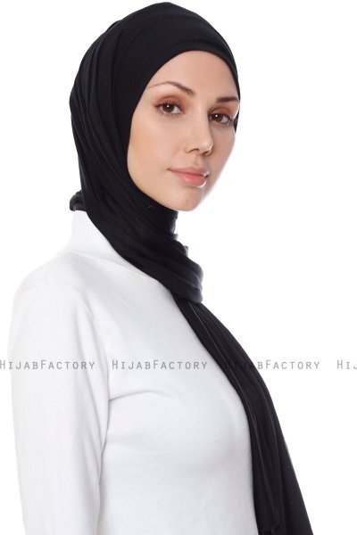 Seda - Zwart Jersey Hijab - Ecardin