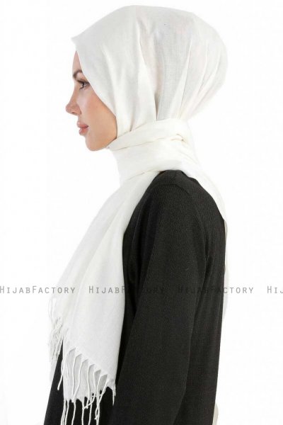 Selin Offwhite Pashmina Hijab Sjal Özsoy 160236-4