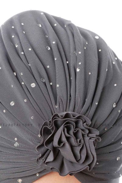 Shereen - Anthracite Crepe Chiffon Turban - Sehr-i Sal