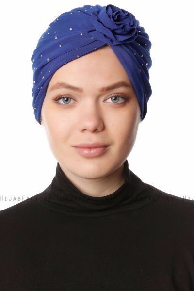Shereen - Blauw Crepe Chiffon Turban - Sehr-i Sal