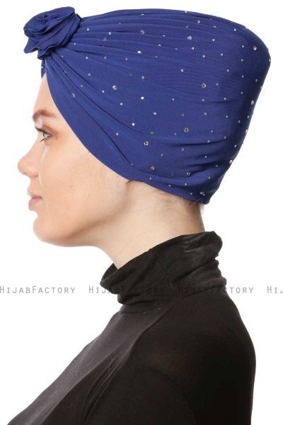 Shereen - Blauw Crepe Chiffon Turban - Sehr-i Sal
