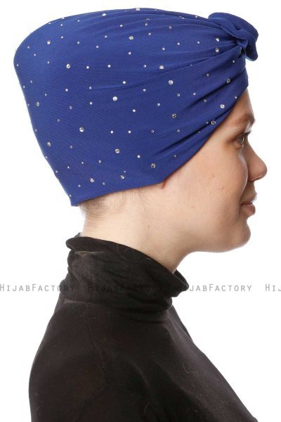 Shereen - Blauw Crepe Chiffon Turban - Sehr-i Sal