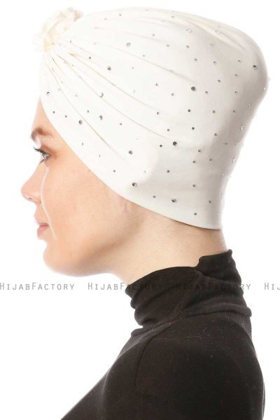 Shereen - Creme Crepe Chiffon Turban - Sehr-i Sal