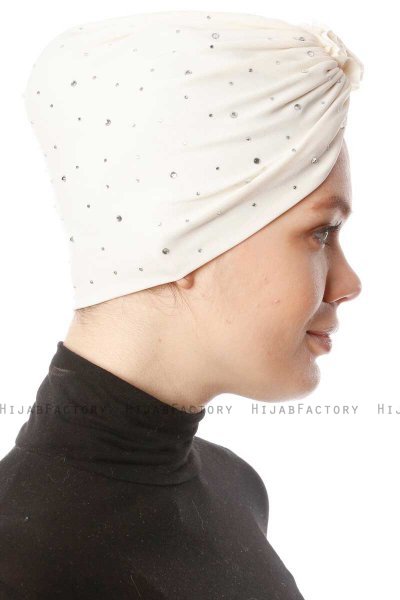 Shereen - Creme Crepe Chiffon Turban - Sehr-i Sal