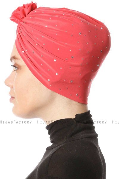 Shereen - Framboos Crepe Chiffon Turban - Sehr-i Sal