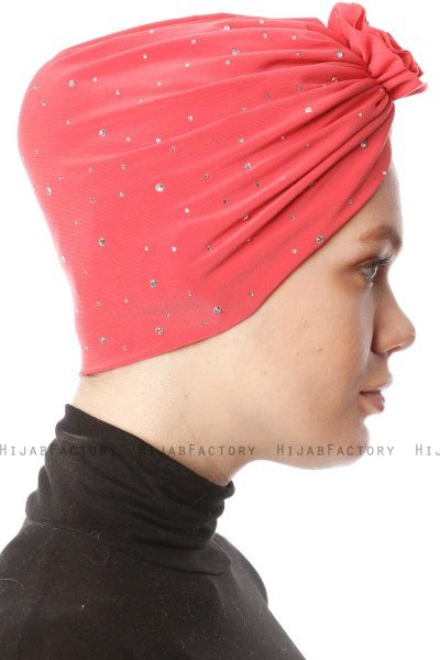 Shereen - Framboos Crepe Chiffon Turban - Sehr-i Sal