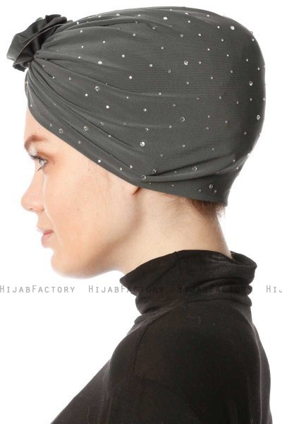 Shereen - Khaki Crepe Chiffon Turban - Sehr-i Sal