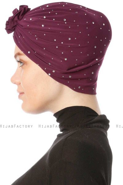 Shereen - Purper Crepe Chiffon Turban - Sehr-i Sal