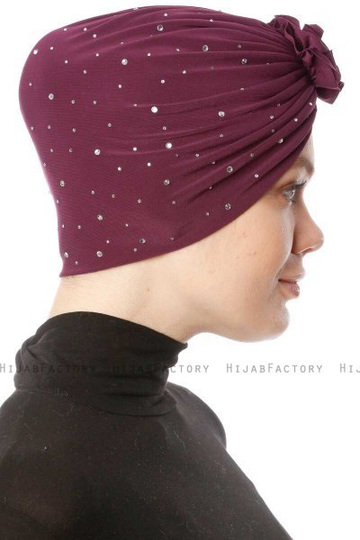 Shereen - Purper Crepe Chiffon Turban - Sehr-i Sal