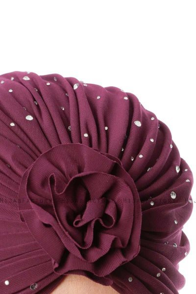 Shereen - Purper Crepe Chiffon Turban - Sehr-i Sal