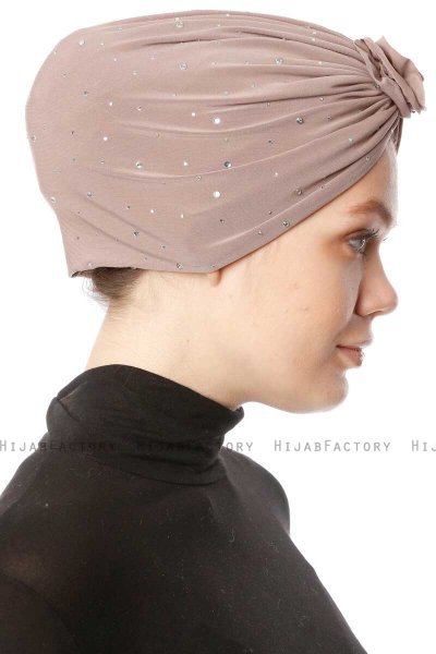 Shereen - Licht Taupe Crepe Chiffon Turban - Sehr-i Sal