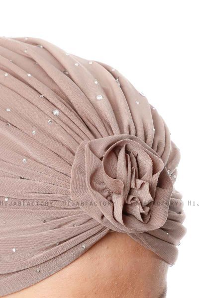 Shereen - Licht Taupe Crepe Chiffon Turban - Sehr-i Sal