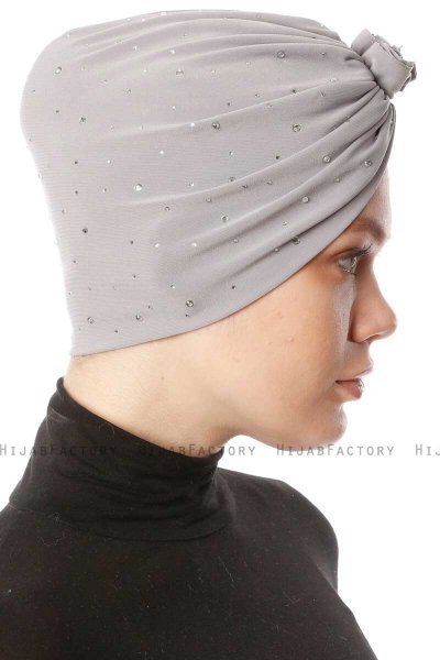 Shereen - Lichtgrijs Crepe Chiffon Turban - Sehr-i Sal