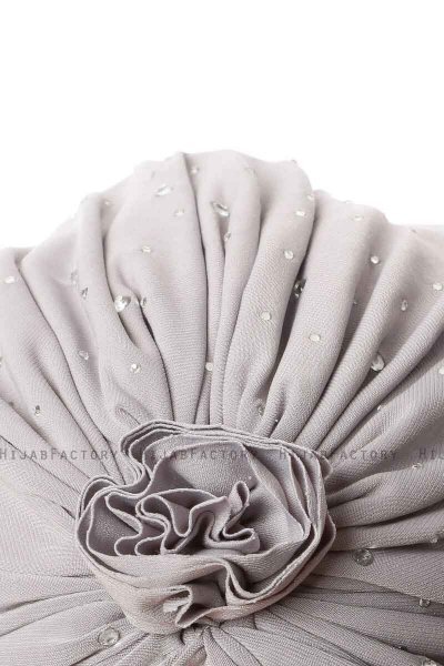 Shereen - Lichtgrijs Crepe Chiffon Turban - Sehr-i Sal