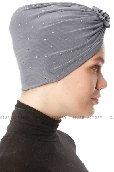 Shereen - Donker Grijs Crepe Chiffon Turban - Sehr-i Sal